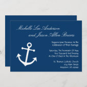 Invitations nautiques de mariage d'Ancre de bateau (Devant / Derrière)