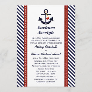 Invitations nautiques de mariage d'Ancre rouge de