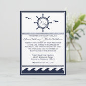 Invitations nautiques de mariage de bleu marine et (Debout devant)