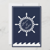 Invitations nautiques de mariage de bleu marine et (Dos)