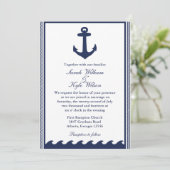 Invitations nautiques de mariage de bleu marine et (Debout devant)