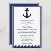 Invitations nautiques de mariage de bleu marine et (Devant / Derrière)