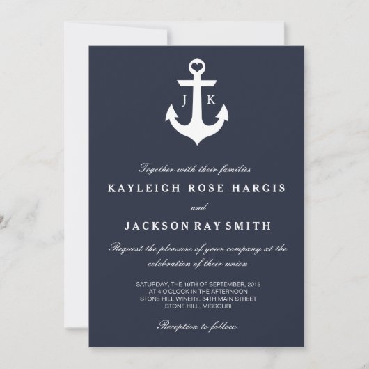 Invitations nautiques de mariage | épousant (Devant)