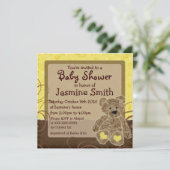 Invitations neutres de douche de nounours de brun (Debout devant)