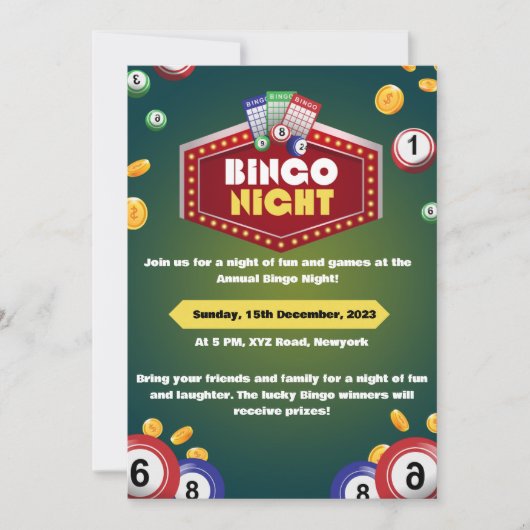 Invitations nocturnes de Bingo (Devant)