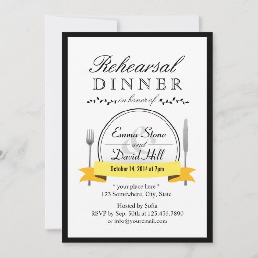 Invitations noires de dîner de répétition de (Devant)