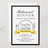 Invitations noires de dîner de répétition de (Devant / Derrière)