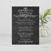 Invitations noires de luxe simples de mariage (Debout devant)