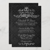 Invitations noires de luxe simples de mariage (Devant / Derrière)