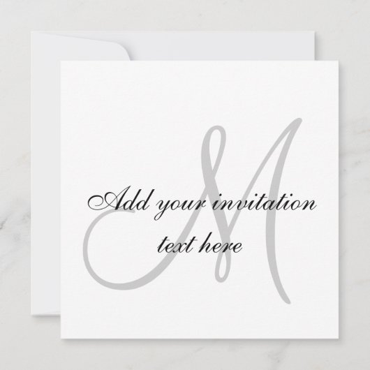 Invitations noires de mariage au monogramme blanc (Dos)