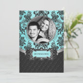 Invitations noires de mariage bleu Damas (Debout devant)