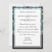 Invitations noires de mariage bleu Damas (Dos)