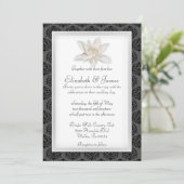 Invitations noires de mariage damassé (Debout devant)