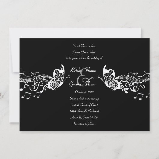 Invitations noires de mariage de Fidelity de (Devant)