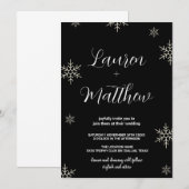 Invitations noires de mariage de neige (Devant / Derrière)