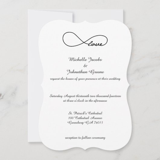 Invitations noires de mariage d'infini d'amour (Devant)