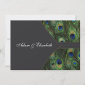 Invitations noires de mariage Peacock (Devant)