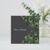 Invitations noires de mariage Peacock (Debout devant)