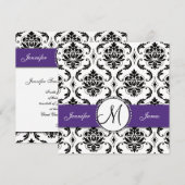 Invitations noires de mariage pourpre foncé (Devant / Derrière)