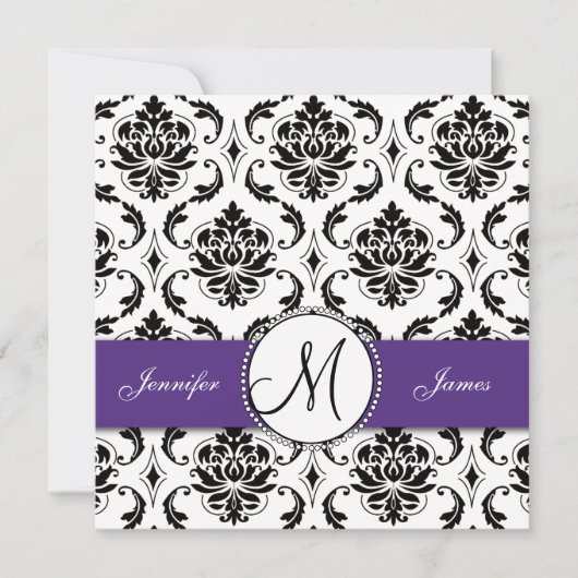 Invitations noires de mariage pourpre foncé (Devant)