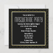 Invitations noires de partie de boule de mascarade (Dos)