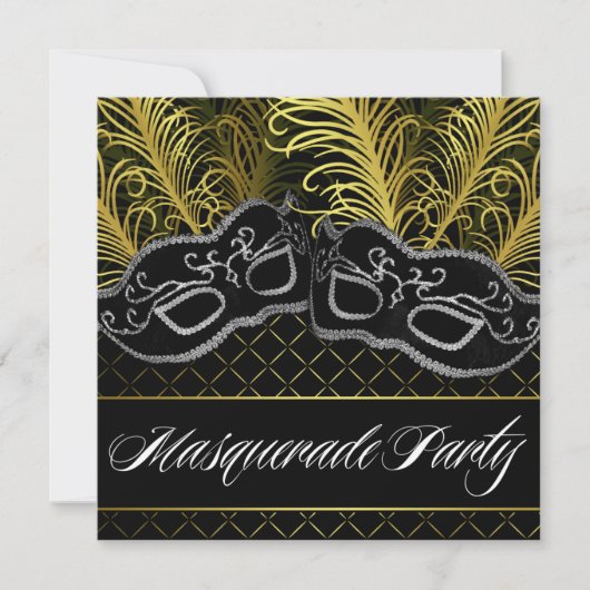 Invitations noires de partie de boule de mascarade (Devant)