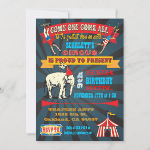 Invitations noires de partie de cirque