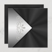 Invitations noires élégantes de mariage de perle (Devant / Derrière)