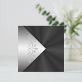 Invitations noires élégantes de mariage de perle (Debout devant)