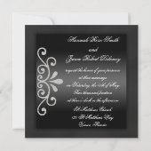 Invitations noires élégantes de mariage de perle (Dos)