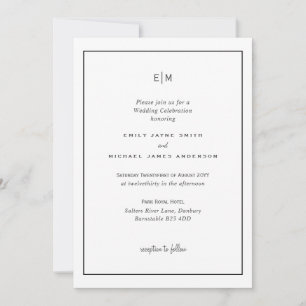 Invitations noires et blanches classiques de maria