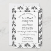 Invitations noires et blanches Damask Classy Weddi (Devant)
