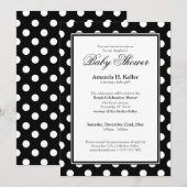 Invitations noires et blanches de baby shower de (Devant / Derrière)