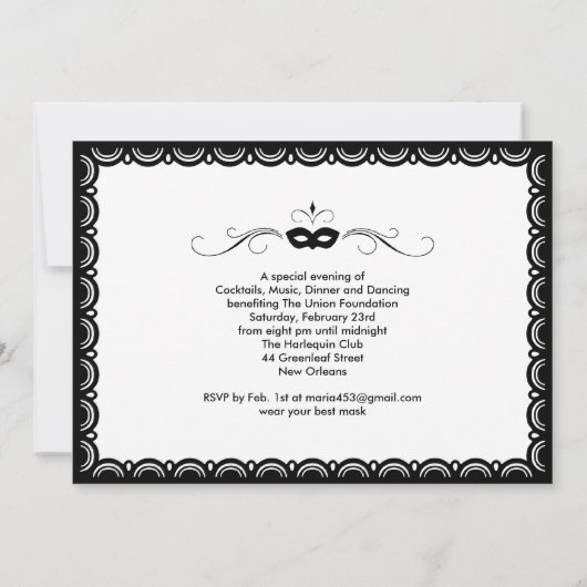 Invitations noires et blanches de boule de (Dos)