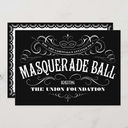 Invitations noires et blanches de boule de (Devant / Derrière)