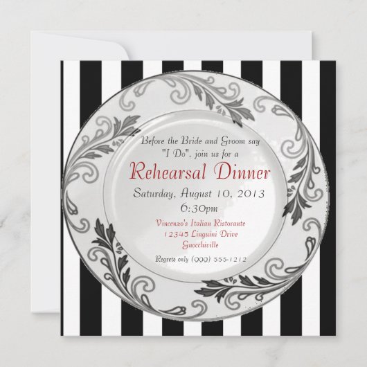 Invitations noires et blanches de dîner de (Devant)