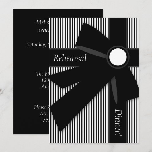 Invitations noires et blanches de dîner de (Devant / Derrière)