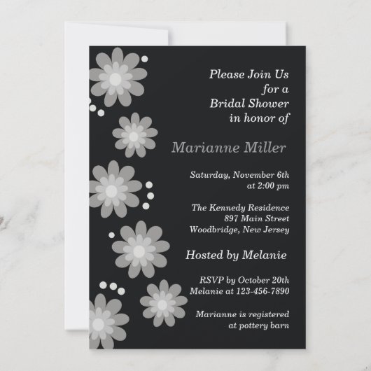 Invitations noires et blanches de Fête de la (Dos)