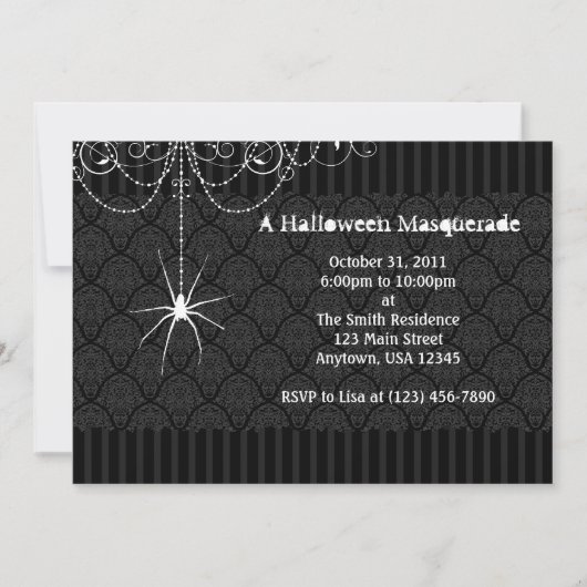Invitations noires et blanches de Halloween de (Devant)