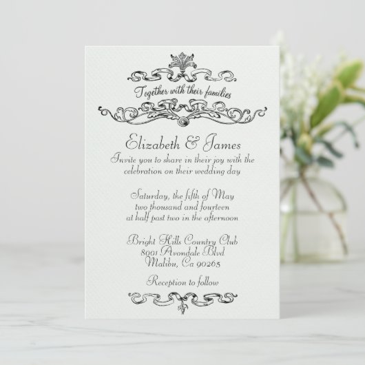 Invitations noires et blanches de luxe simples de (Debout devant)