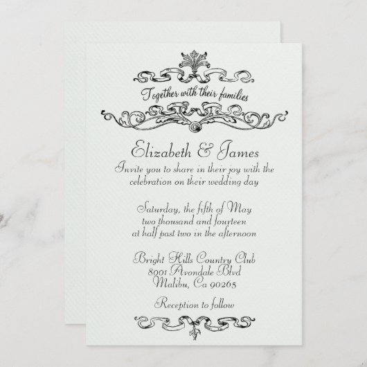 Invitations noires et blanches de luxe simples de (Devant / Derrière)