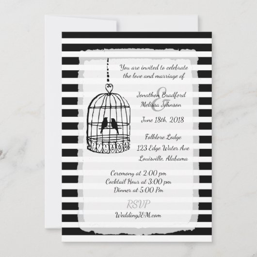 Invitations noires et blanches de mariage (Devant)