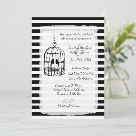 Invitations noires et blanches de mariage (Debout devant)