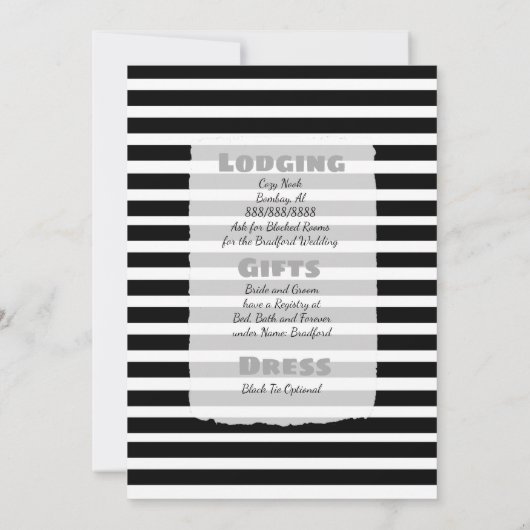 Invitations noires et blanches de mariage (Dos)