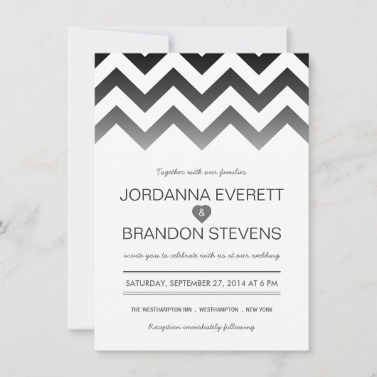 Invitations noires et blanches de mariage de (Devant)