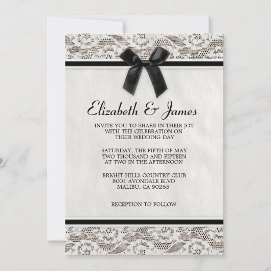 Invitations noires et blanches de mariage de (Devant)