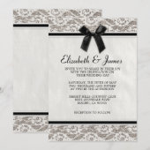 Invitations noires et blanches de mariage de (Devant / Derrière)