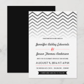 Invitations noires et blanches de mariage d'Ombre (Devant / Derrière)