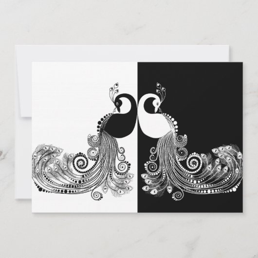 Invitations noires et blanches de paon (Devant)