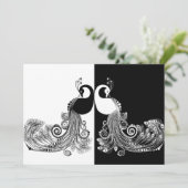 Invitations noires et blanches de paon (Debout devant)